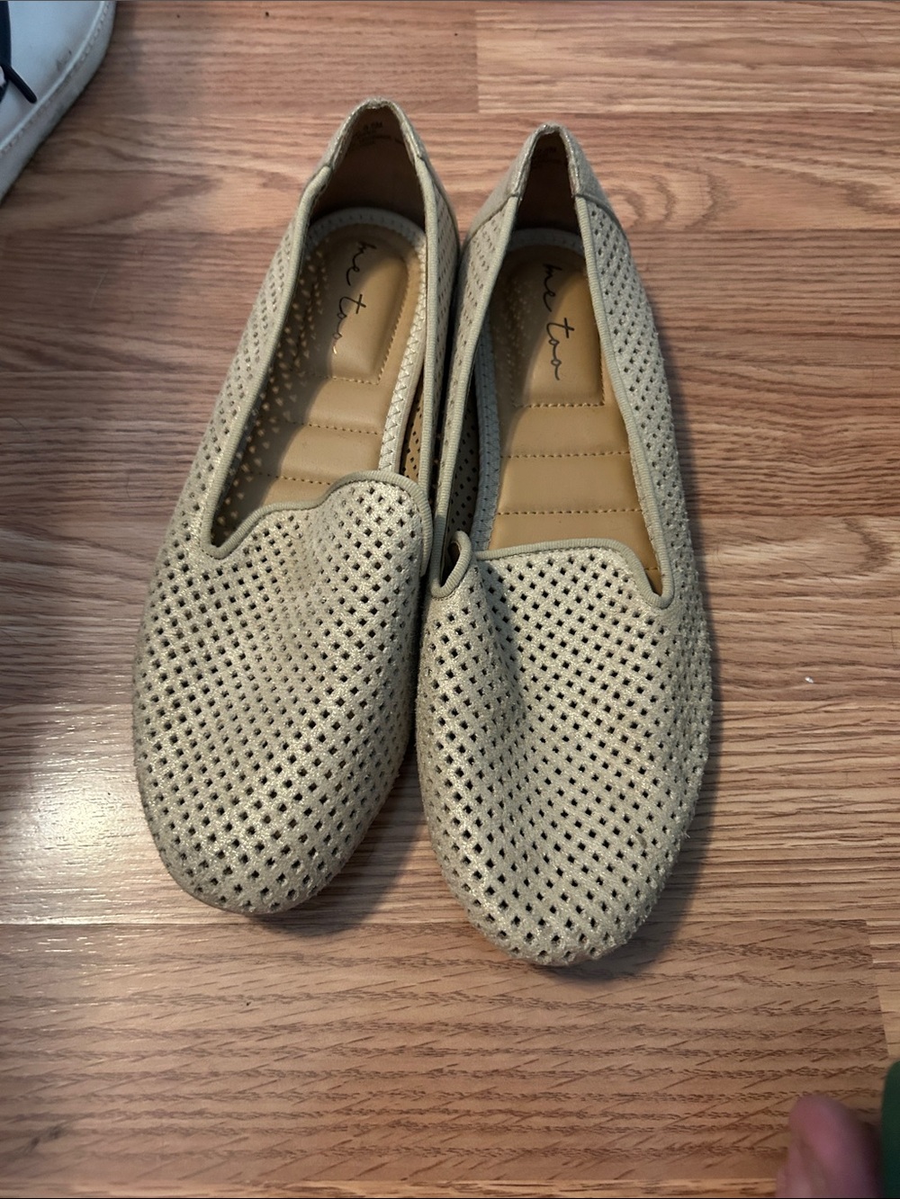 Perforated Slip-On Loafers in Beige